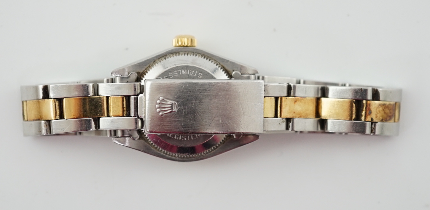 A lady's late 1970's/early 1980's stainless steel and gold Rolex Oyster Perpetual wrist watch